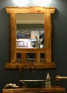 Handmade Wood and Tile Mirror